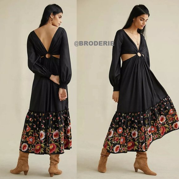 Anthropologie Karolina embroidered Cut-Out Maxi Dress - Picture 4 of 6